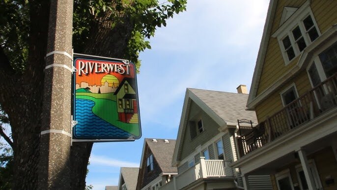 Riverwest neighborhood sign on a Milwaukee street